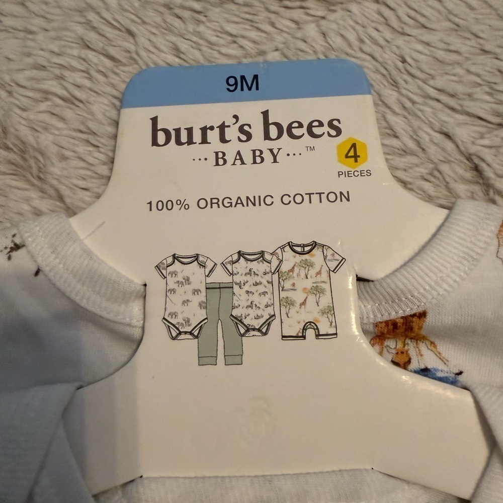 NWT Burts Bees Organic 4 Piece Set Size 9 Months - Picture 2 of 6